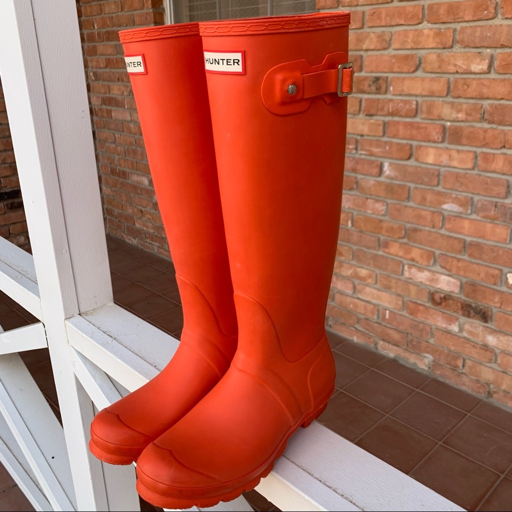 Hunter Women Orange Tall Rain Boots